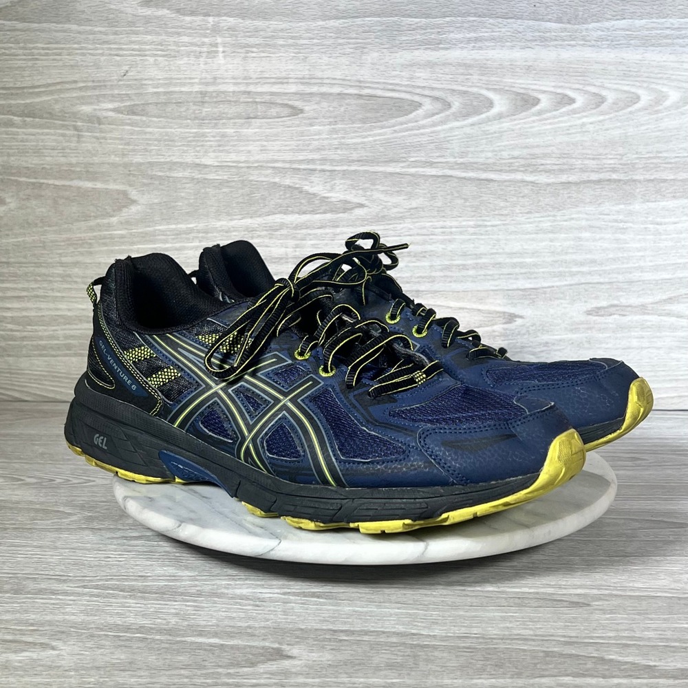 Asics Gel-Venture 6 Mens Size 13 Trail Running Shoes Navy Blue Yellow T7G1N